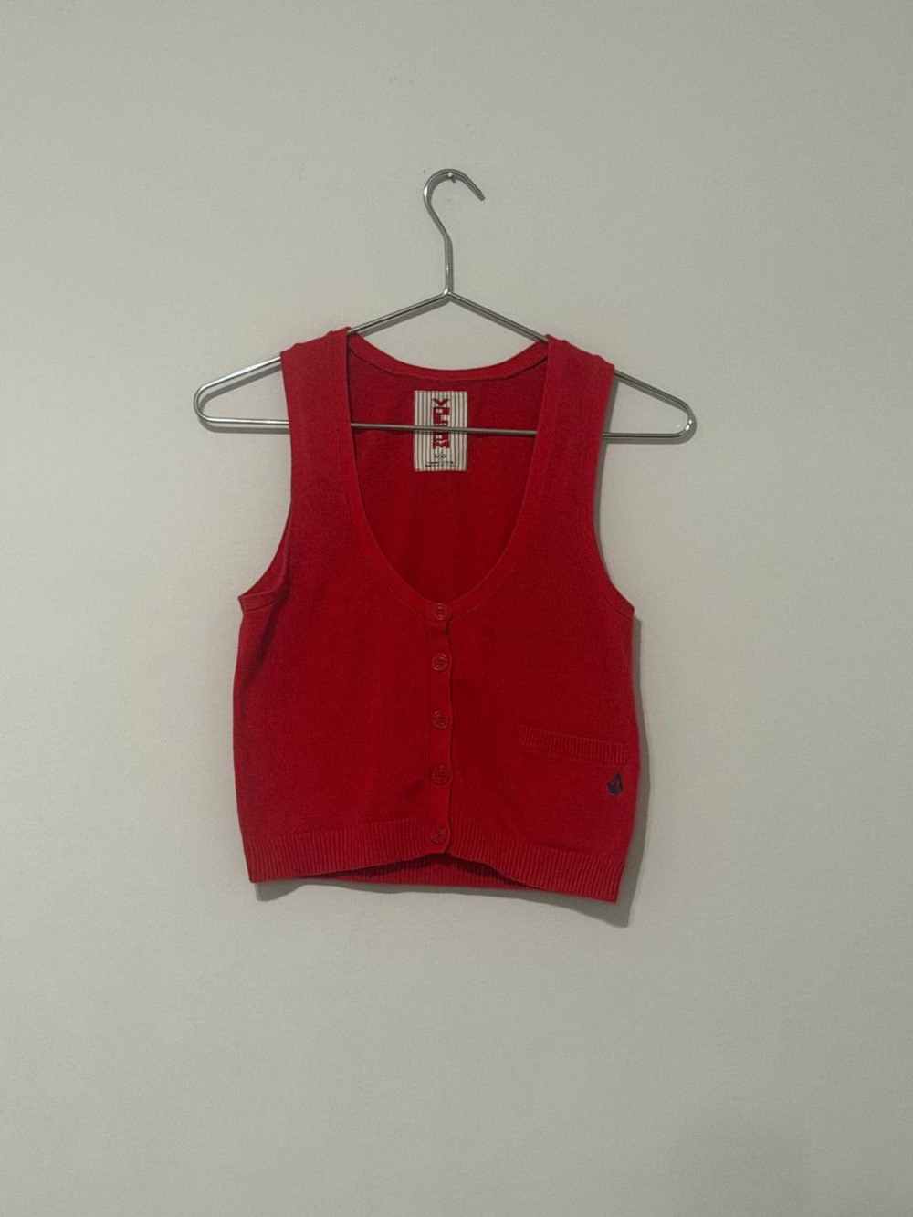 Volcom Red Button Front Sweater Vest Pocket Y2K